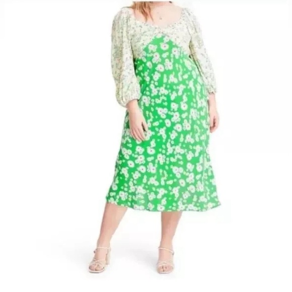 Rixo X Target Collab Puff Sleeve Floral Tulip and Daisy Maxi Dress - Picture 1 of 8